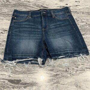 Liverpool Blue Jean Shorts with Frayed Hem